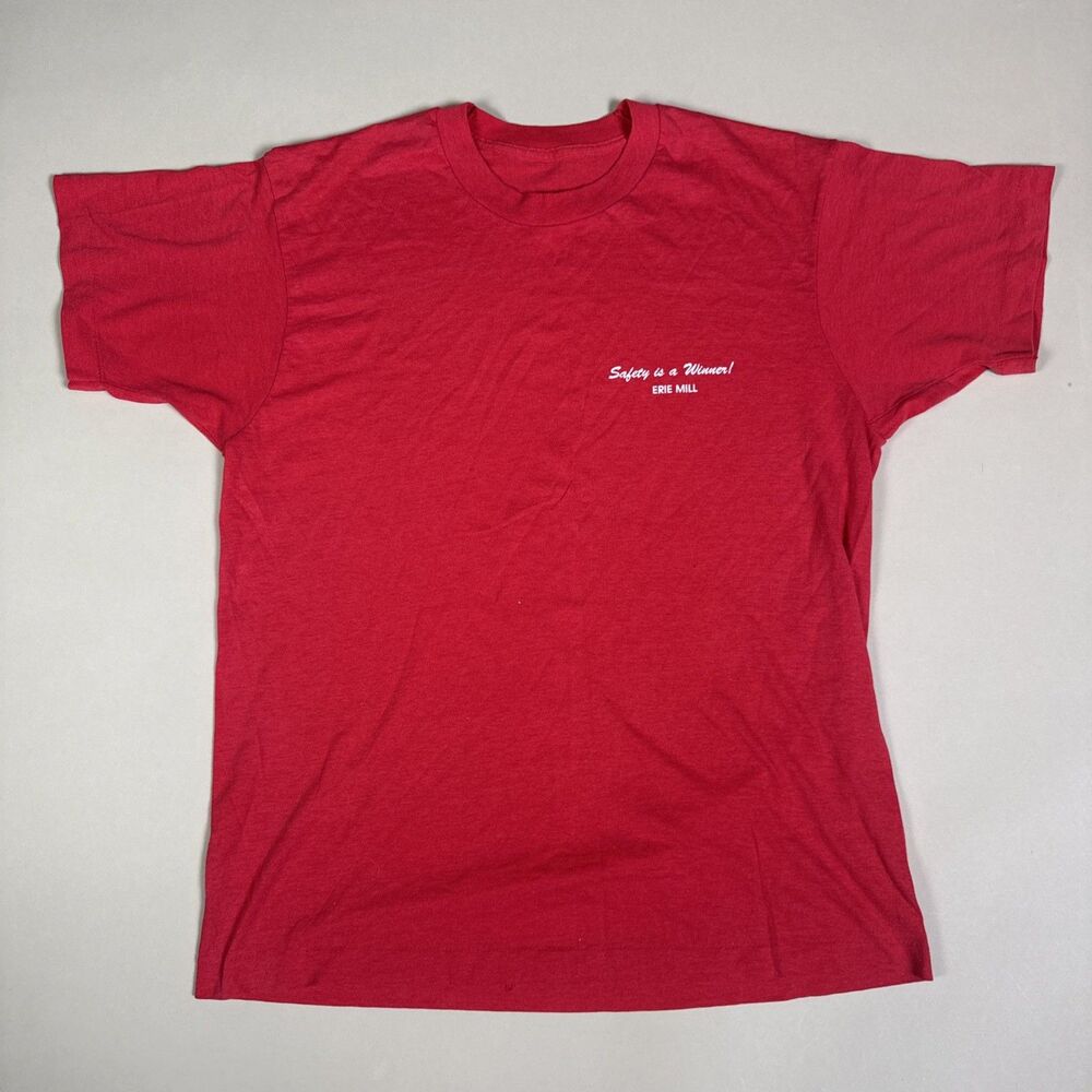 Vintage Mens shirt "Safety is a winner" - Soft 1970s Fits M/L